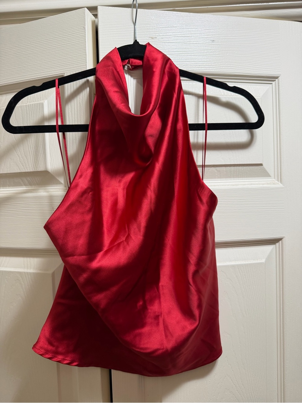 Zara Red Satin Cowl Halter Camisole